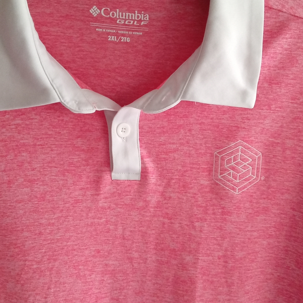 Columbia Golf Pink Heathered Polo Shirt 2XL 2XLT‎ Short Sleeve Performance